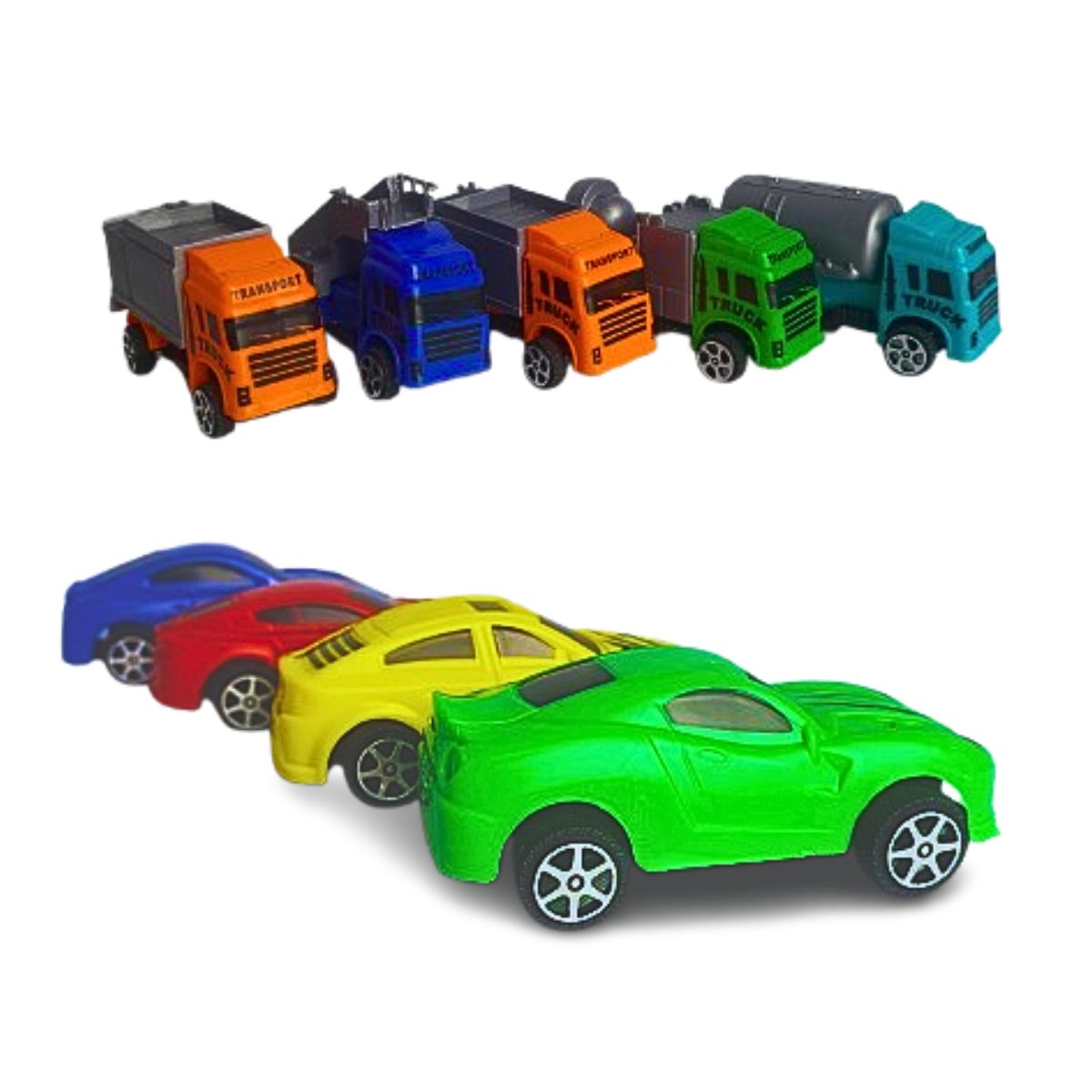 Kit Mini Caminhões De Construção E Mini Carros Sortidos - Ark Toys Kit Mini Caminhões De Construção E Mini Carros Sortidos - Ark Toys